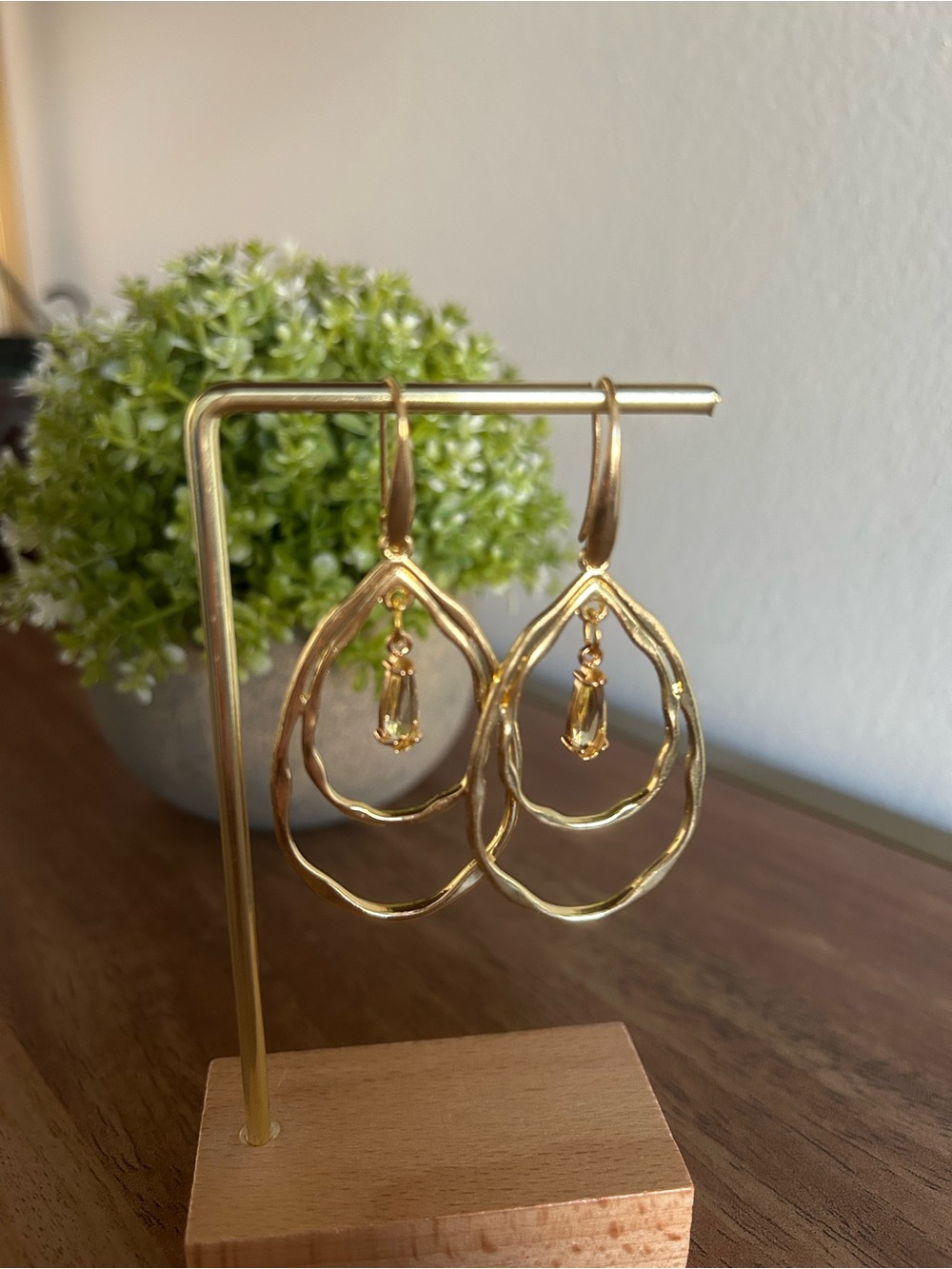 Gold Teardrop Dangle Earrings